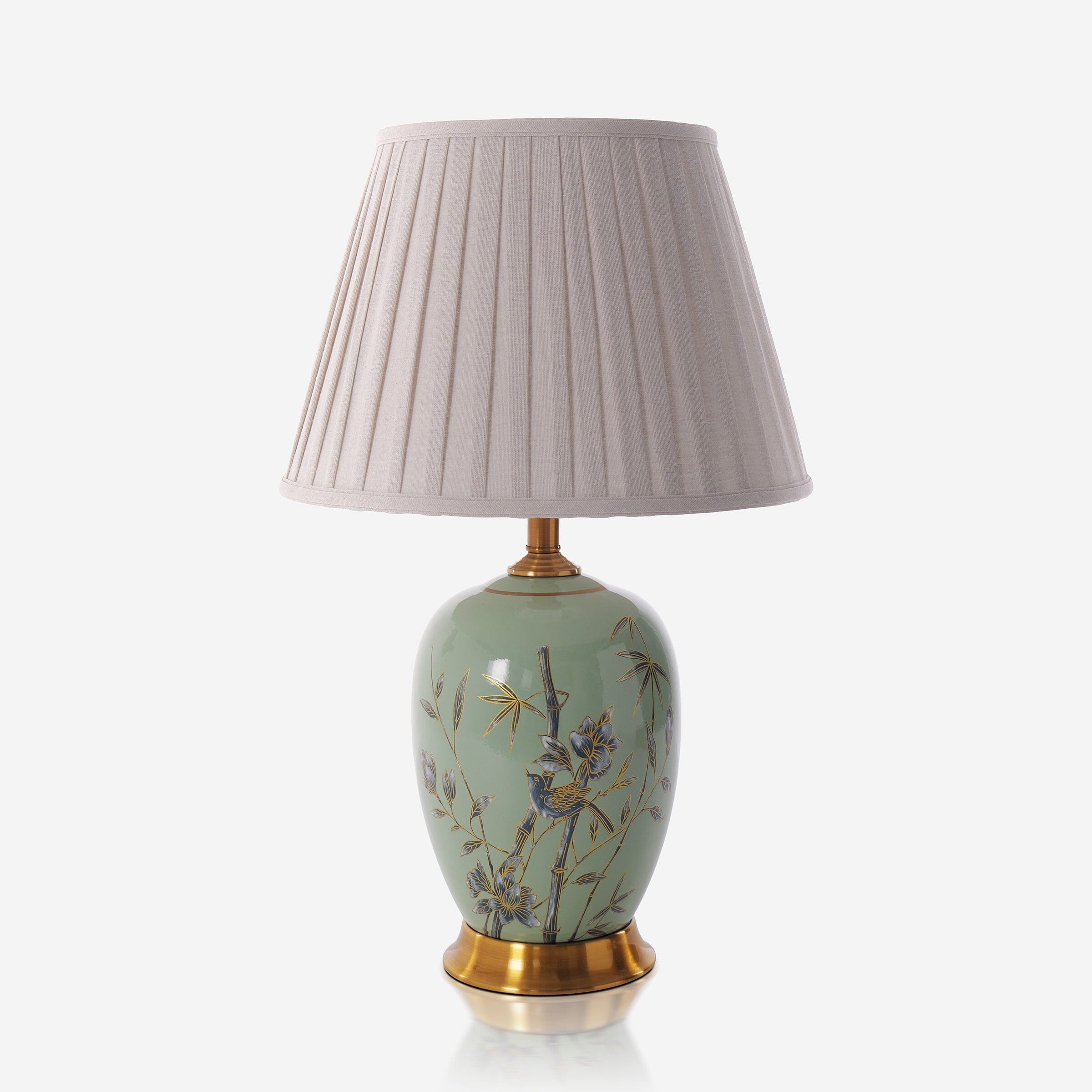 Lightsin Green Bamboo & Bird Ceramic Table Lamp with Seamless Dimming Lightsin UK 