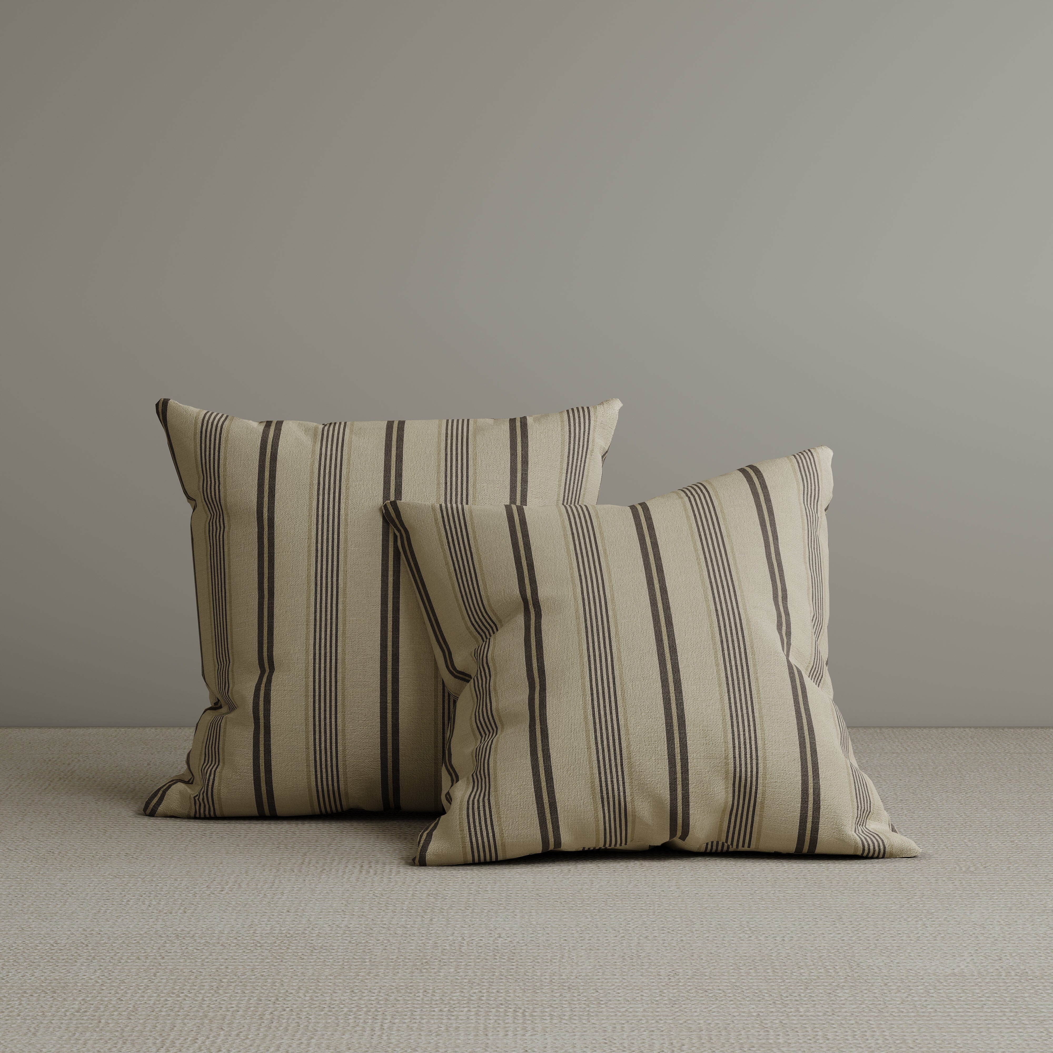 Square Exclusive Design Cushion in Taupe Striped Cotton Linen, 45*45CM Cottonfy UK 2 PCS 