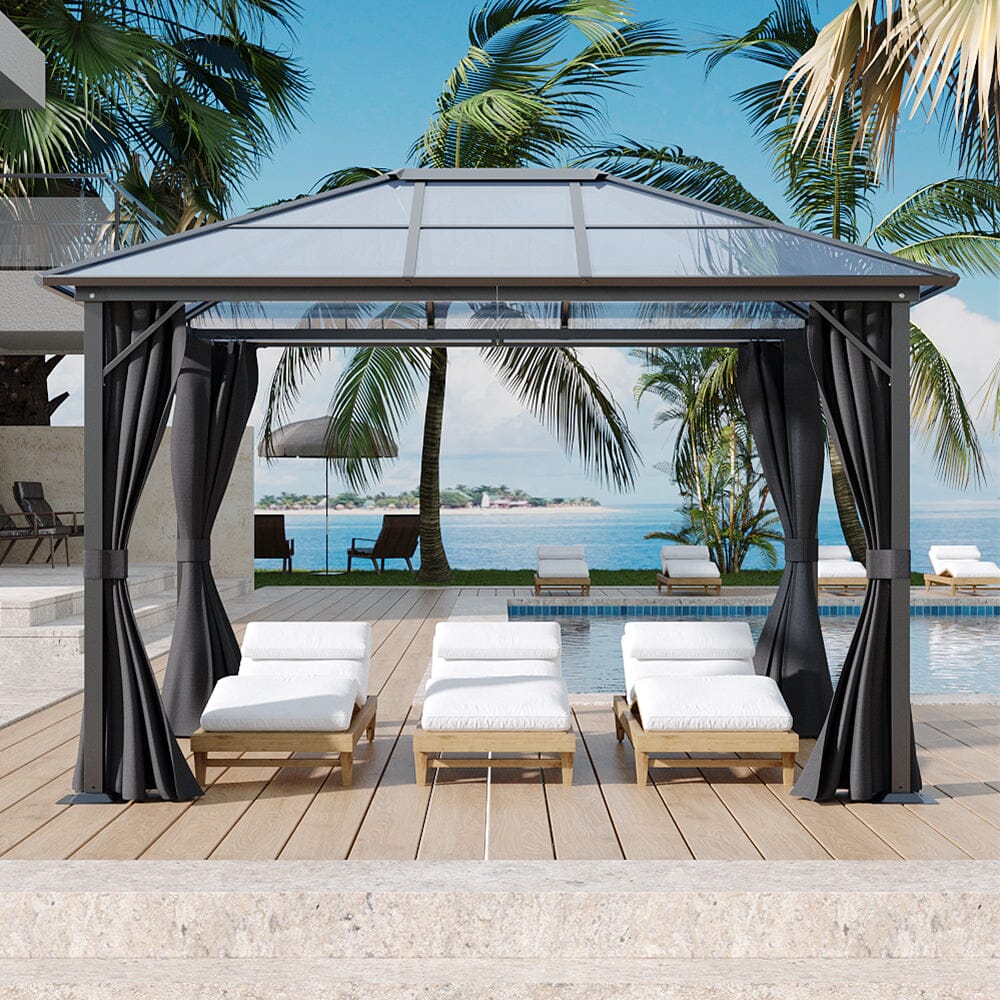 3*3.65*2.6m Dark Grey Single-roof Sunshade Canopy with Surrounding Fabric Living and Home 