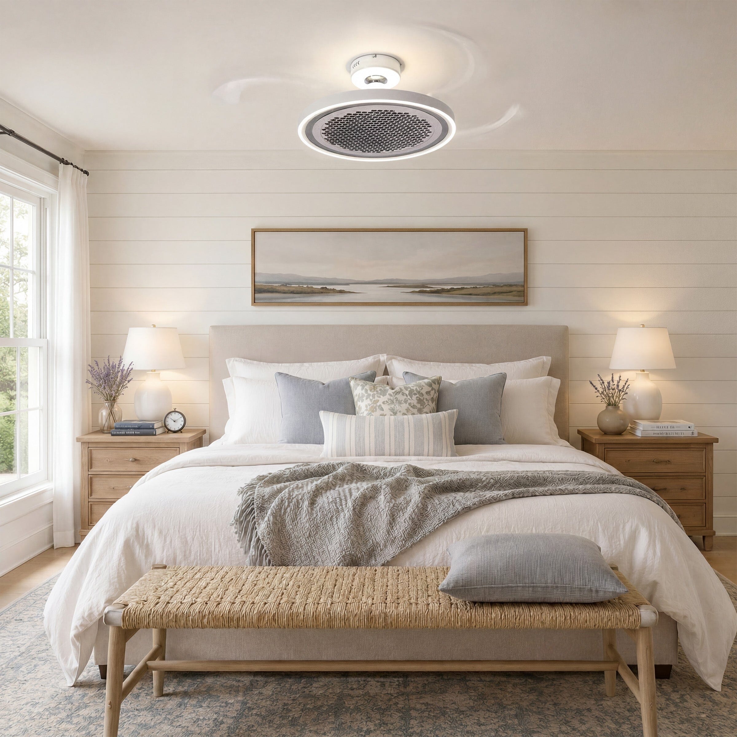 White 48 Inch Reversible LED Ceiling Fan Light with Remote Lightsin UK 