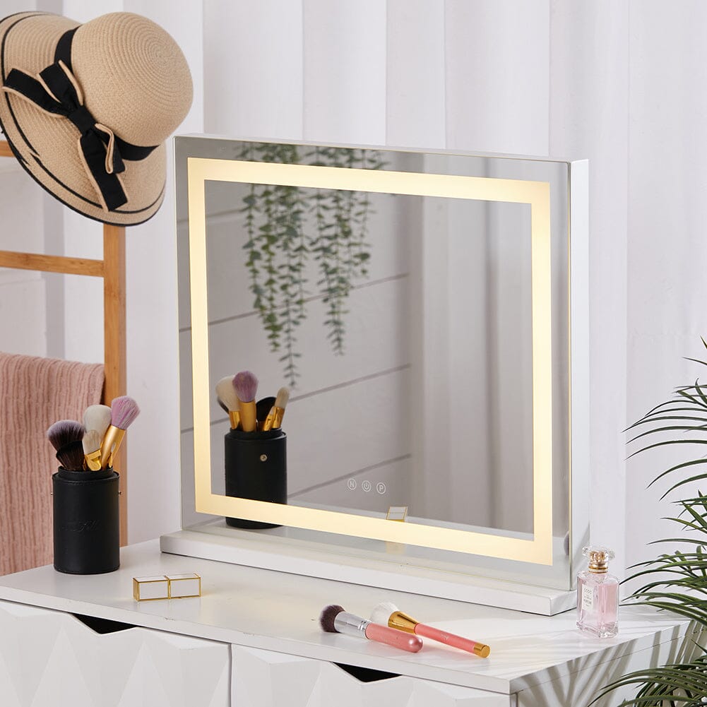 Contemporary Rectangle Vanity Mirror with LED Lights Living and Home 