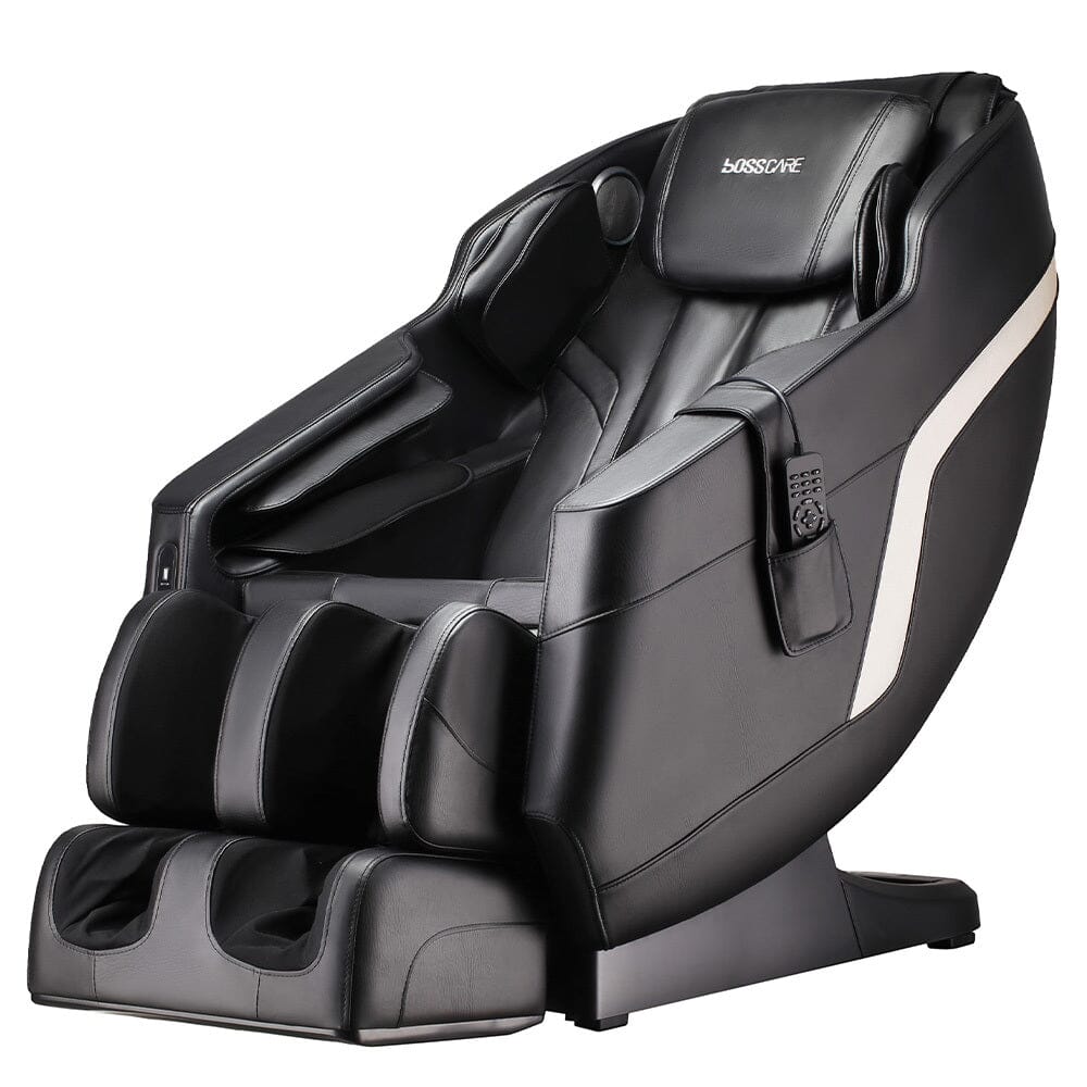 Real Relax Black Faux Leather Massage Chair with 6 Pre-Set Auto Modes Message Chairs Living and Home 