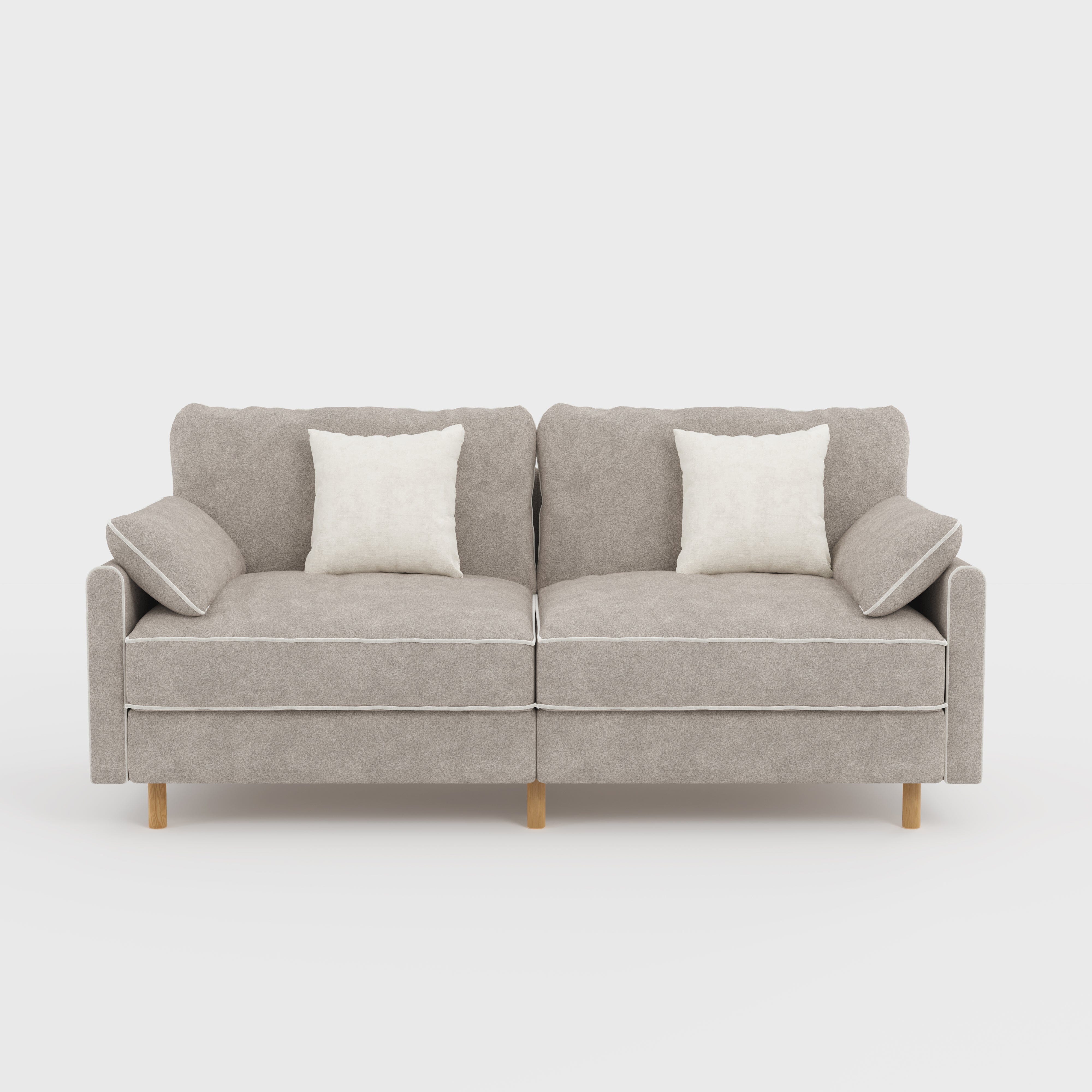 Cotton Linen Detachable Modular Sofa with Fringed Trim Cottonfy UK 2 Seater (without Fringed Trim) Mist Gray Pre-Order
