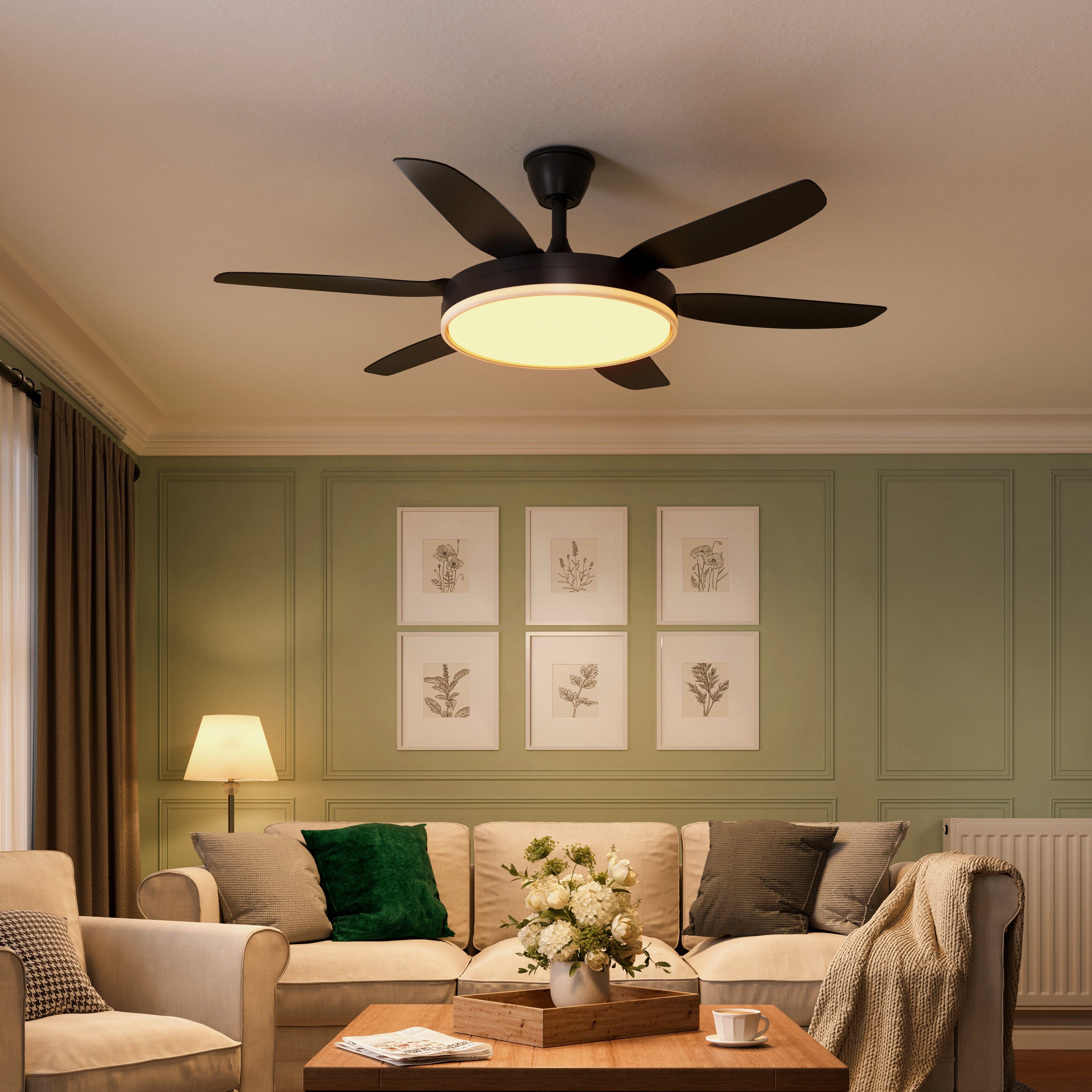 Lightsin Modern Black 57inch LED Ceiling Fan with Remote Control Lightsin UK 