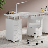 3ft Wide White Movable Manicure Table Nail Station with Dust Collector Dressing Tables Living and Home 