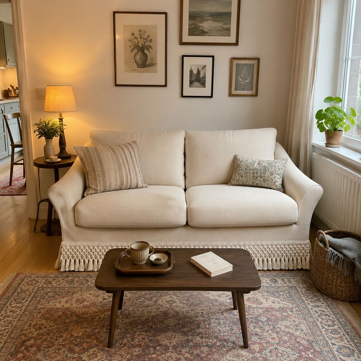 Cottonfy Slipcover Linen Armchair with Fringe Cottonfy UK 