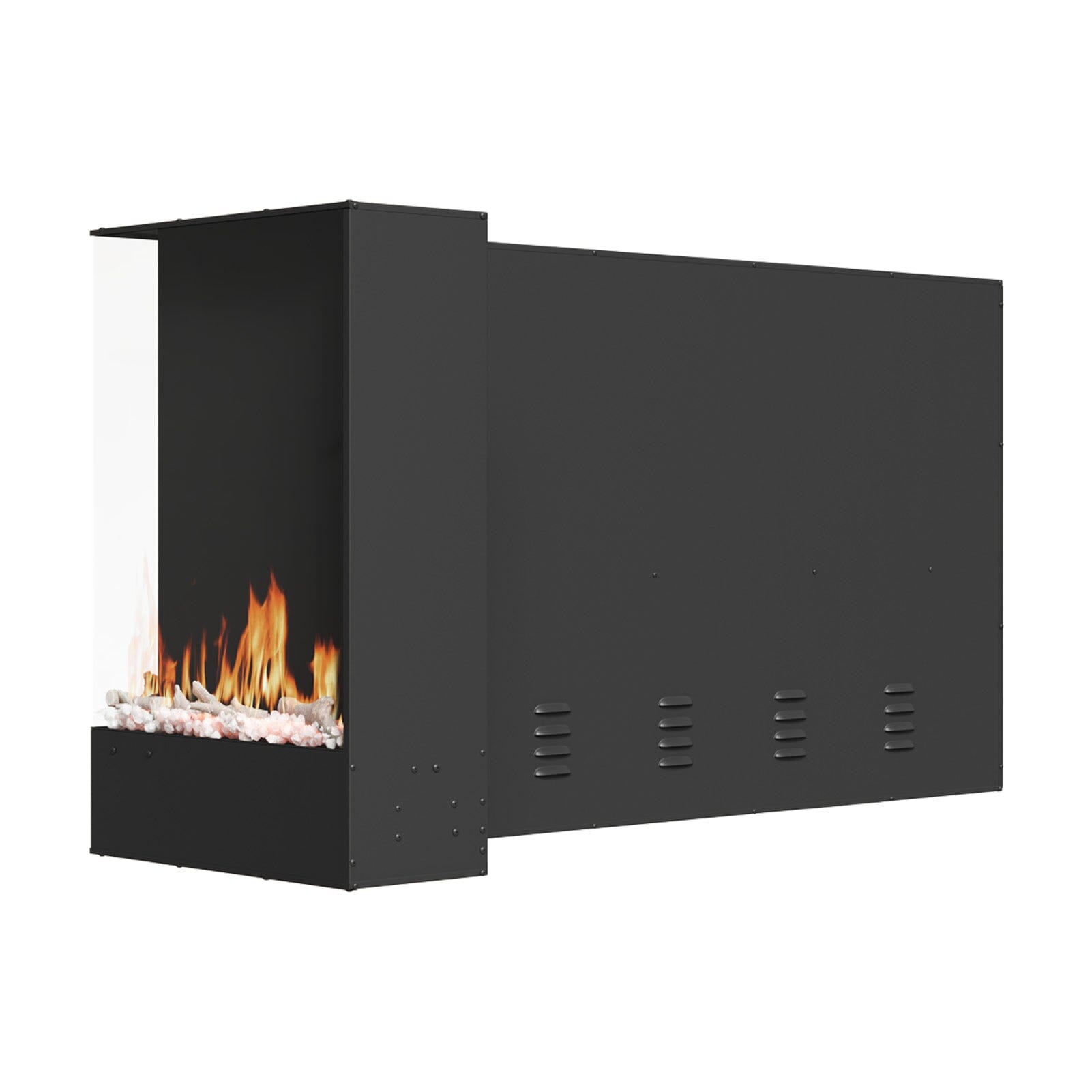 Smallbee 117cm/150cm L-Shaped Electric Fireplace – WiFi Control, LED Display, Resin Logs & Crystal Stones with Heating Smallbee UK 