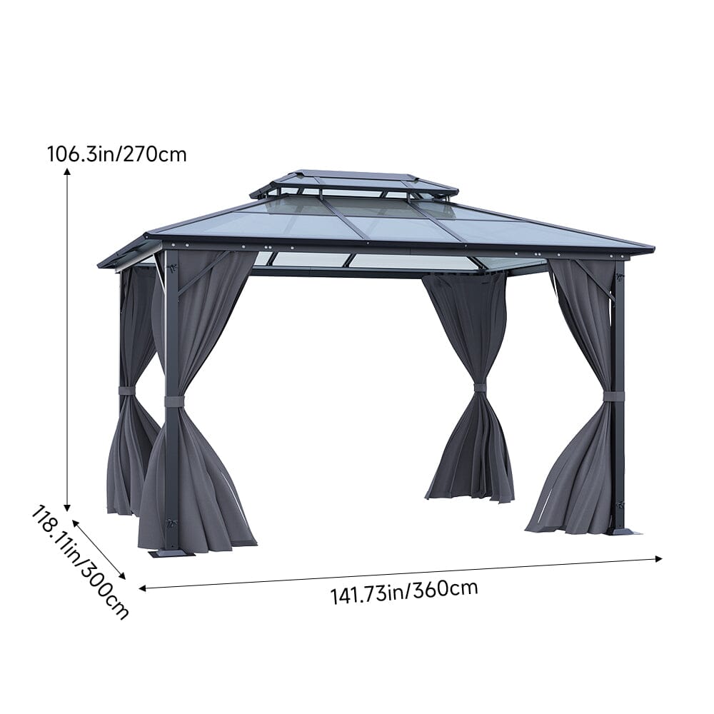 3*3.6*2.7m Iron and Aluminium Double Foof Sun Canopy Living and Home 