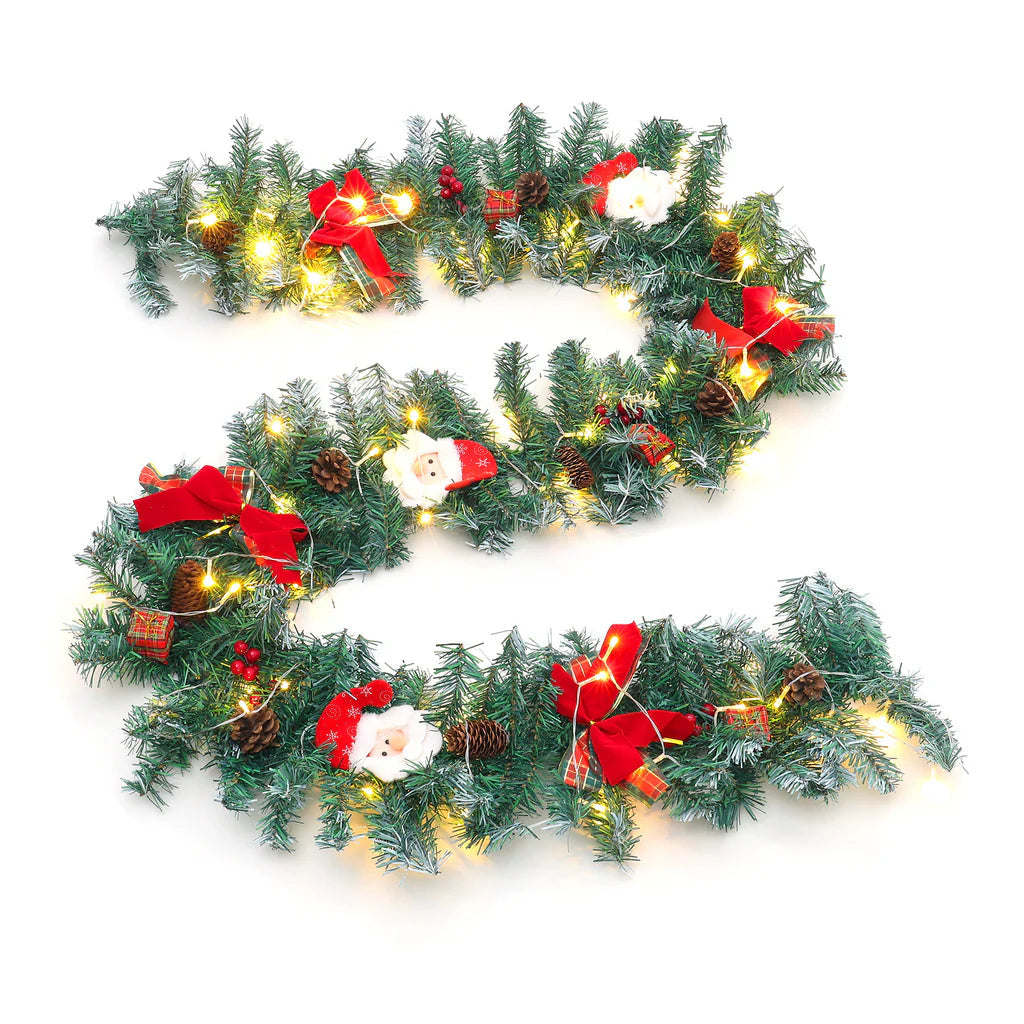 Cute Pre-lit Artificial Christmas Garland with Santa for Door and Mantel Living and Home 