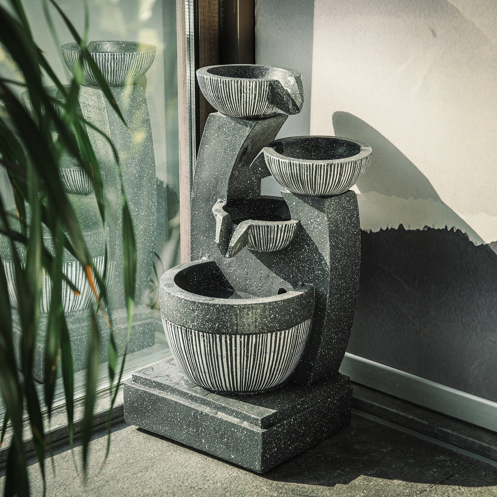 Cascading Bowls Garden Water Feature Fountain 4-Tier Fountain LED Fountain Fountains Living and Home 