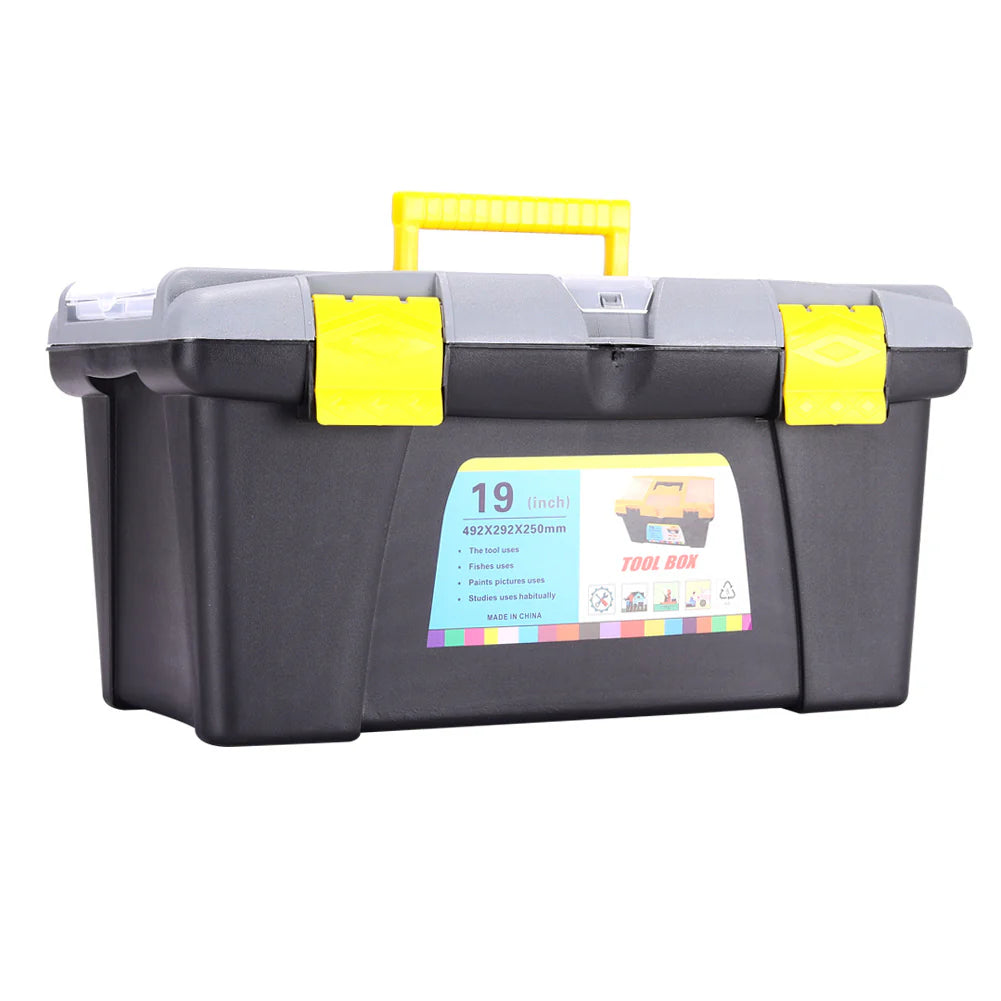 Tool Storage Box Organizer Lockable Case Removable Tray Living and Home 