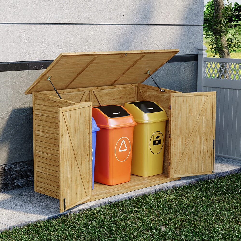 Wooden Bicycle Shed with Asphalt Roof and Steel Locking Door Living and Home 