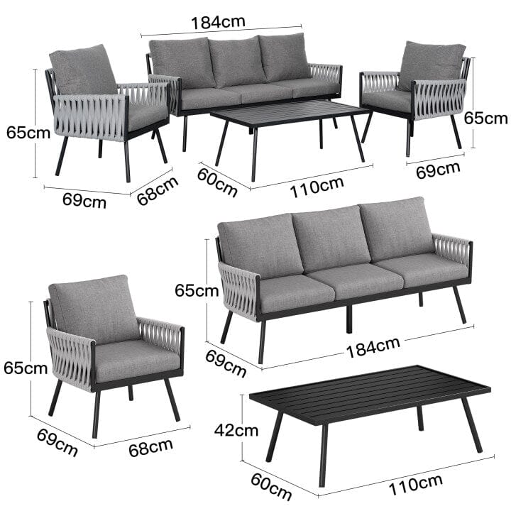 Outdoor Garden Furniture Set with Rope Weave and All Metal Frame 4 Piece Design Living and Home 
