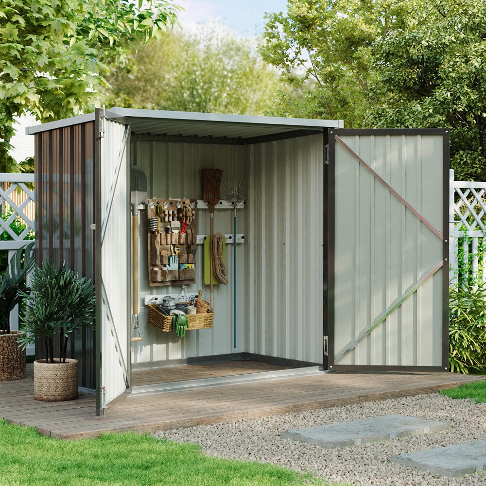 5.5x3ft Grey Slanted Roof Garden Shed with Double Doors Living and Home 