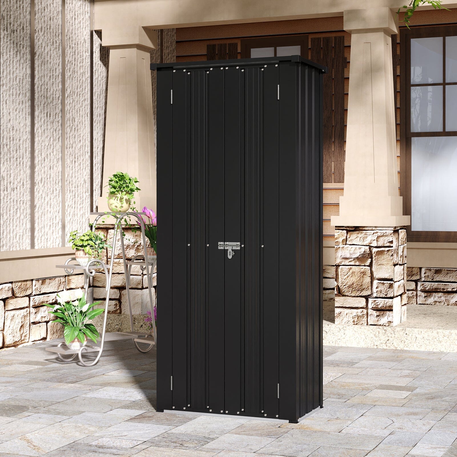1.5*2.5ft Flat Roof Charcoal Black Tool Cabinet Living and Home 