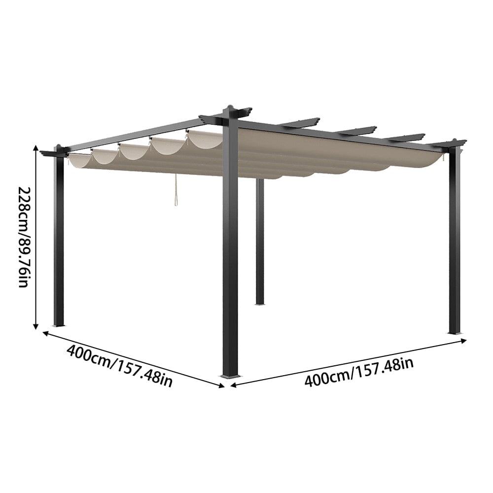 3x3m/3x4m/4x4m All-Aluminum Flat Top Tarp Tent -Off-White/Light Grey Living and Home 