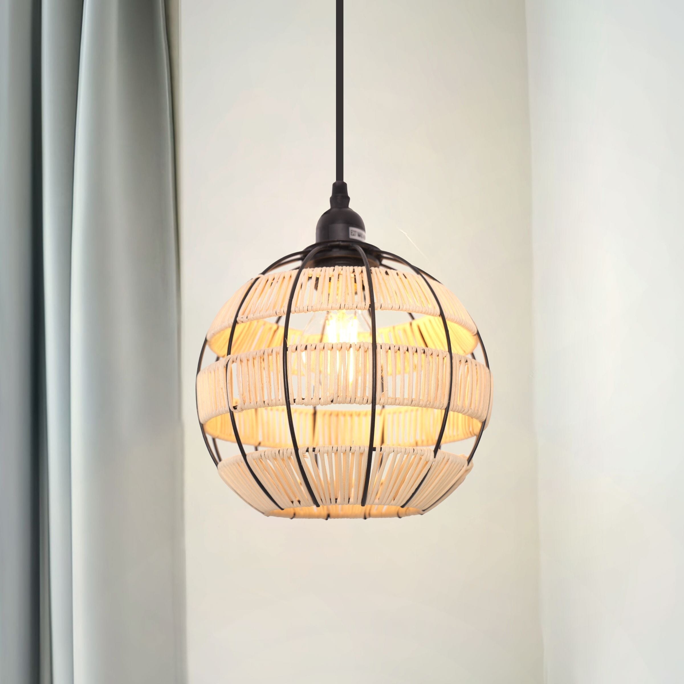 ‍Lightsin Rustic Iron Woven Rattan Pendant Light for Dining Room, Reading Corner & Bedroom (100% off) Living and Home J 