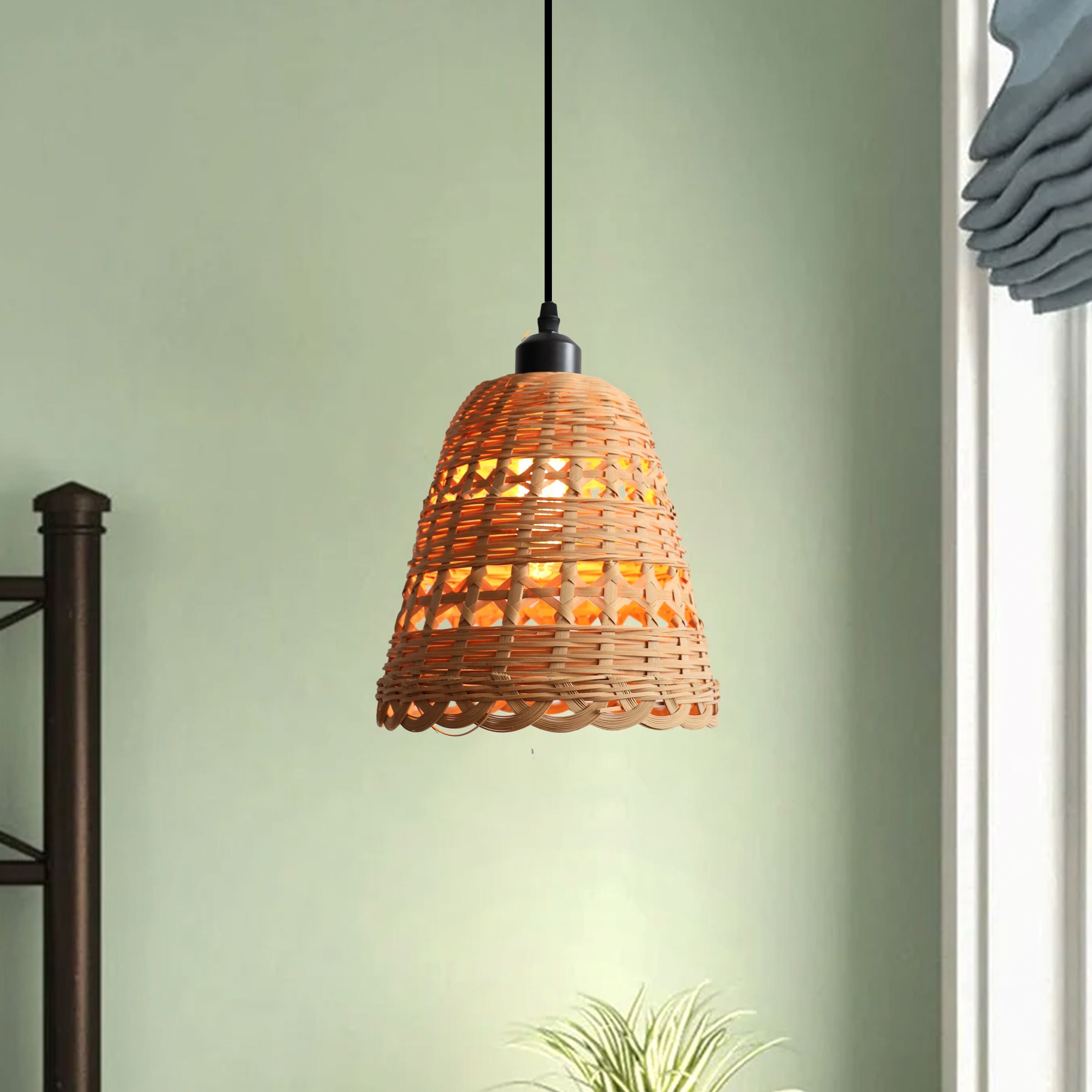 Lightsin Modern Bamboo Handwoven Warm Glow Pendant Light Lightsin UK 