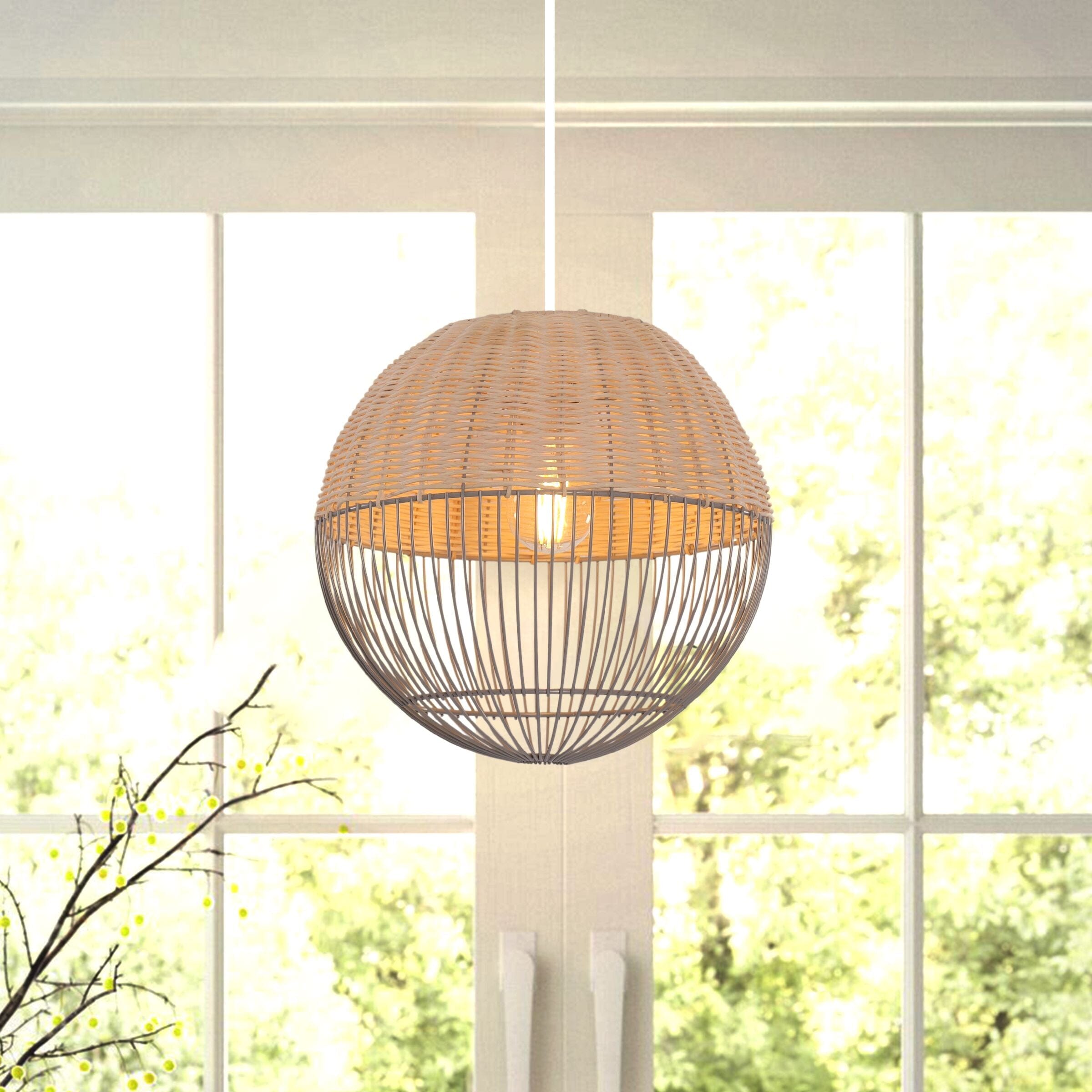 ‍Lightsin Chic Rattan and Metal Pendant Light for Kitchen (100% off) Lightsin UK 1 Unit 