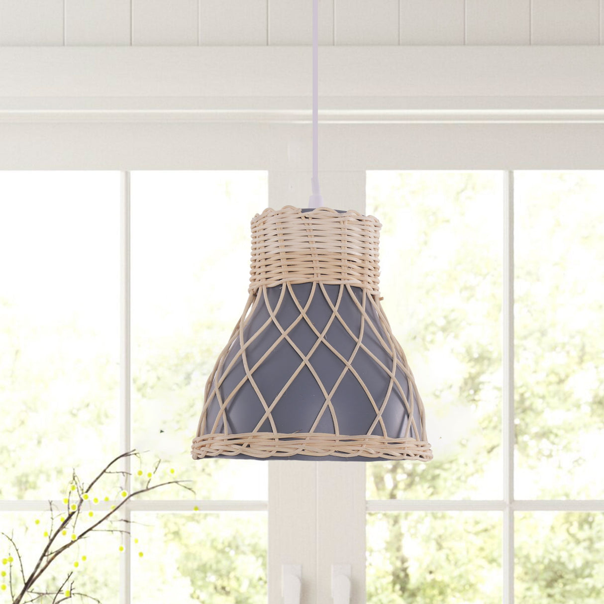 Lightsin Modern Rattan Pendant Light Available in Grey, Pink, and White Lightsin UK Grey 