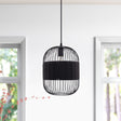 Lightsin Black Handcrafted Pendant Light Industrial Rattan Design for Home Décor Lightsin UK 