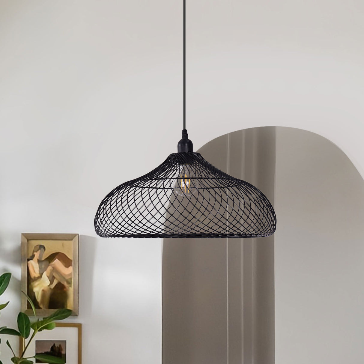 Lightsin Industrial Style Black Iron Pendant Light with Spiral Design Lightsin UK 