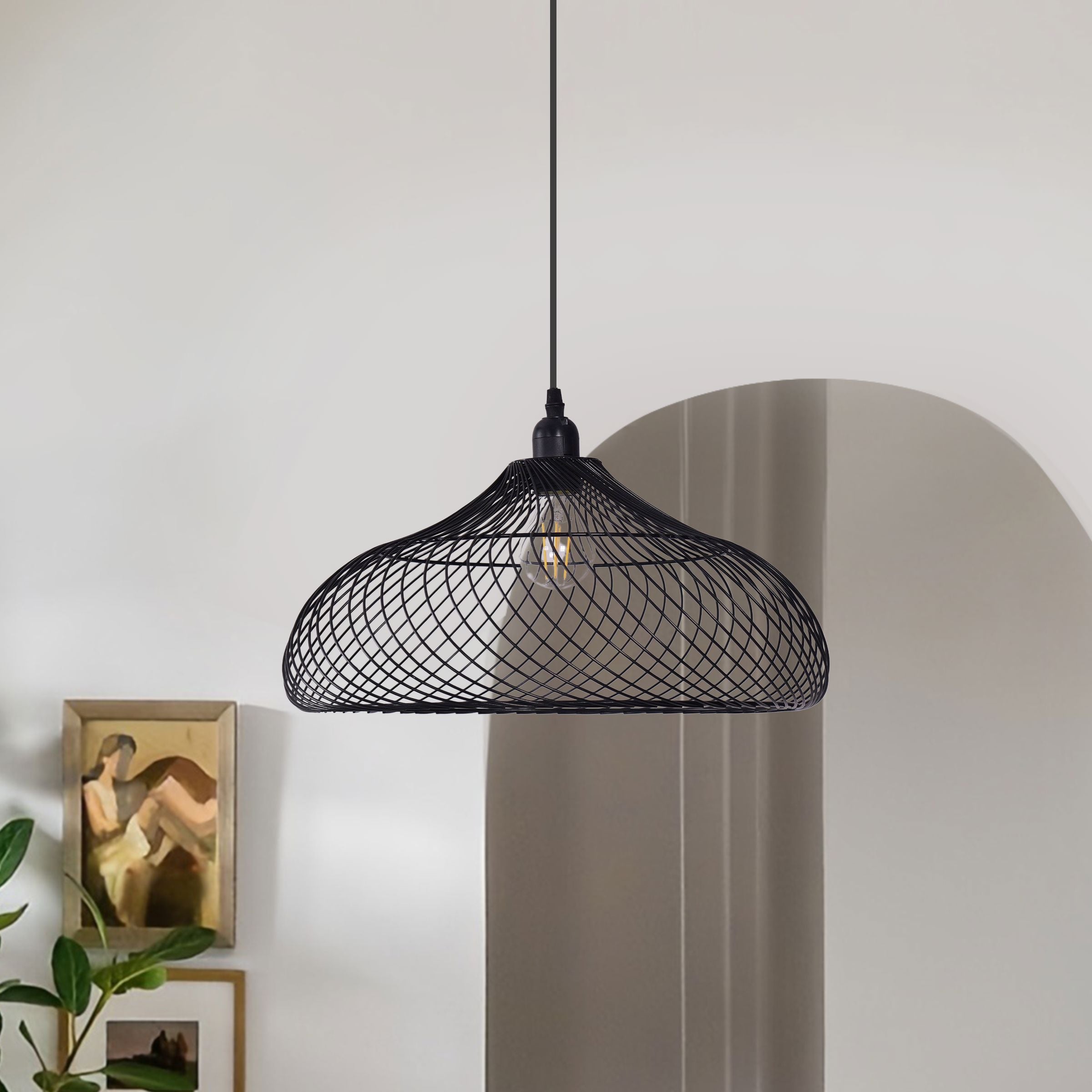 Lightsin Industrial Style Black Iron Pendant Light with Spiral Design Lightsin UK 