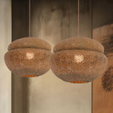 Lightsin Handwoven Natural Bulrush Pendant Light with Pot Lid-Inspired Design Lightsin UK 