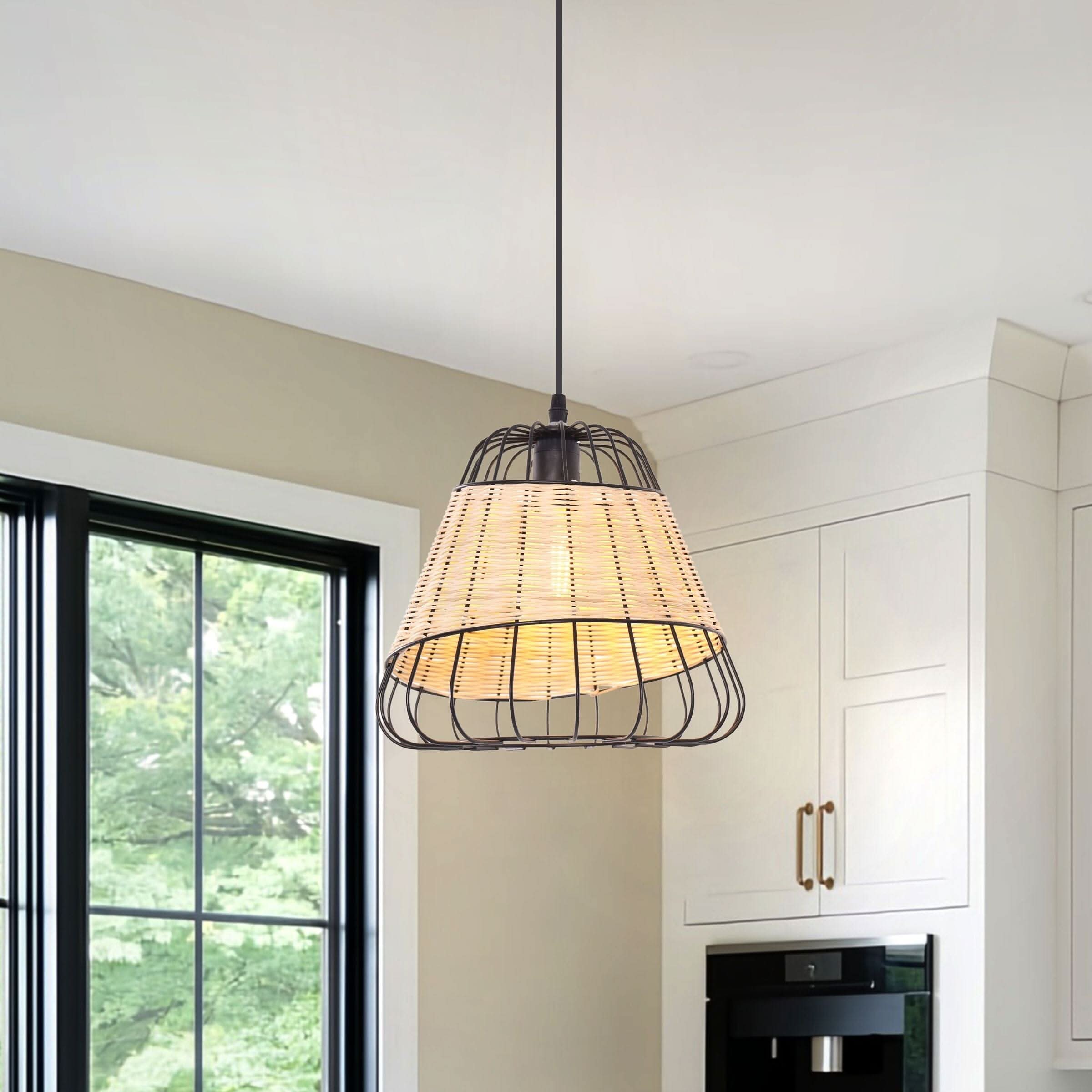 ‍Glyph-Lightsin Bell-Shaped Rattan Pendant Light for Timeless Rustic Elegance (100% off) Lightsin UK 1 Unit 