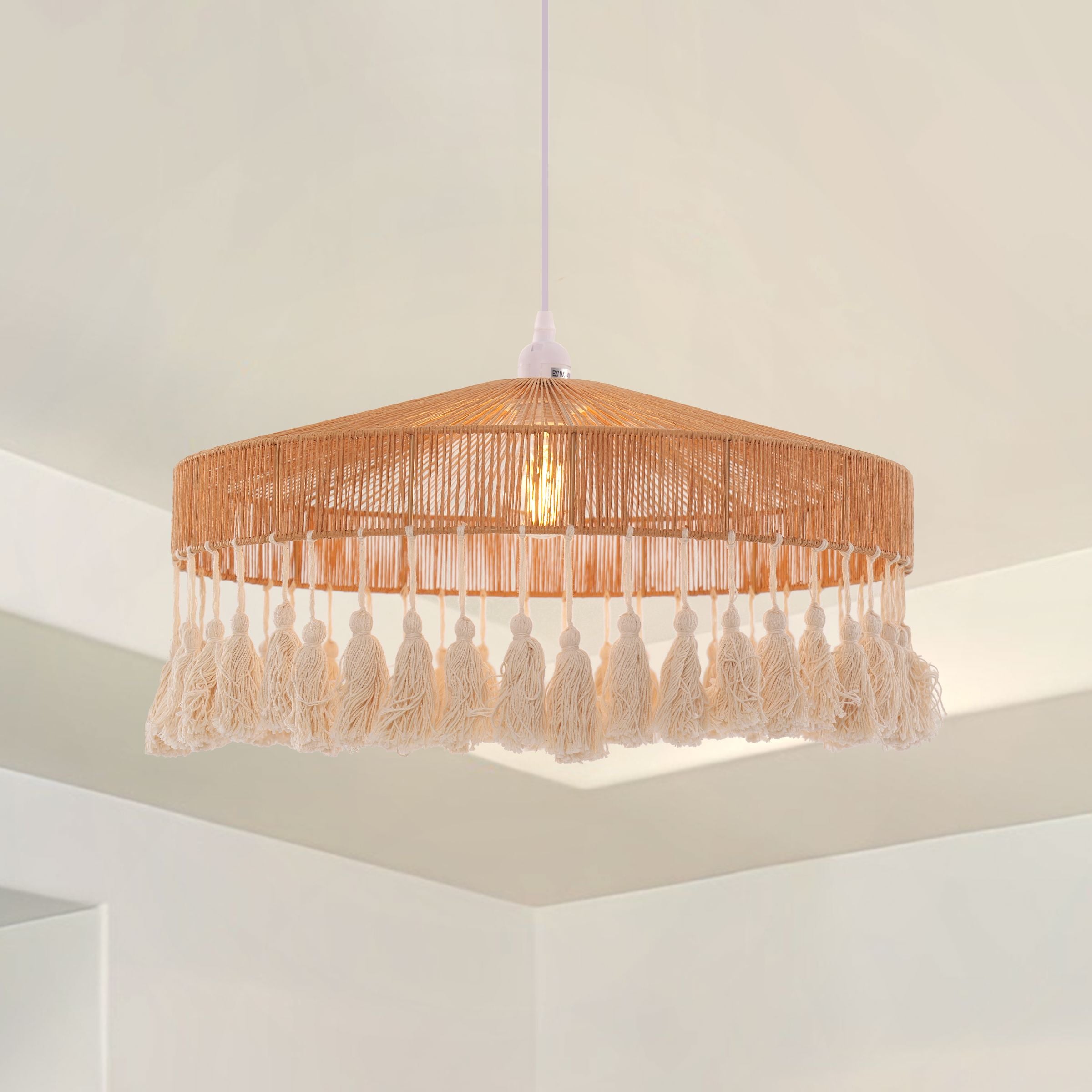 Lightsin Tassel Breeze Woven Pendant Light for Boho Charm and Warmth Lightsin UK M 