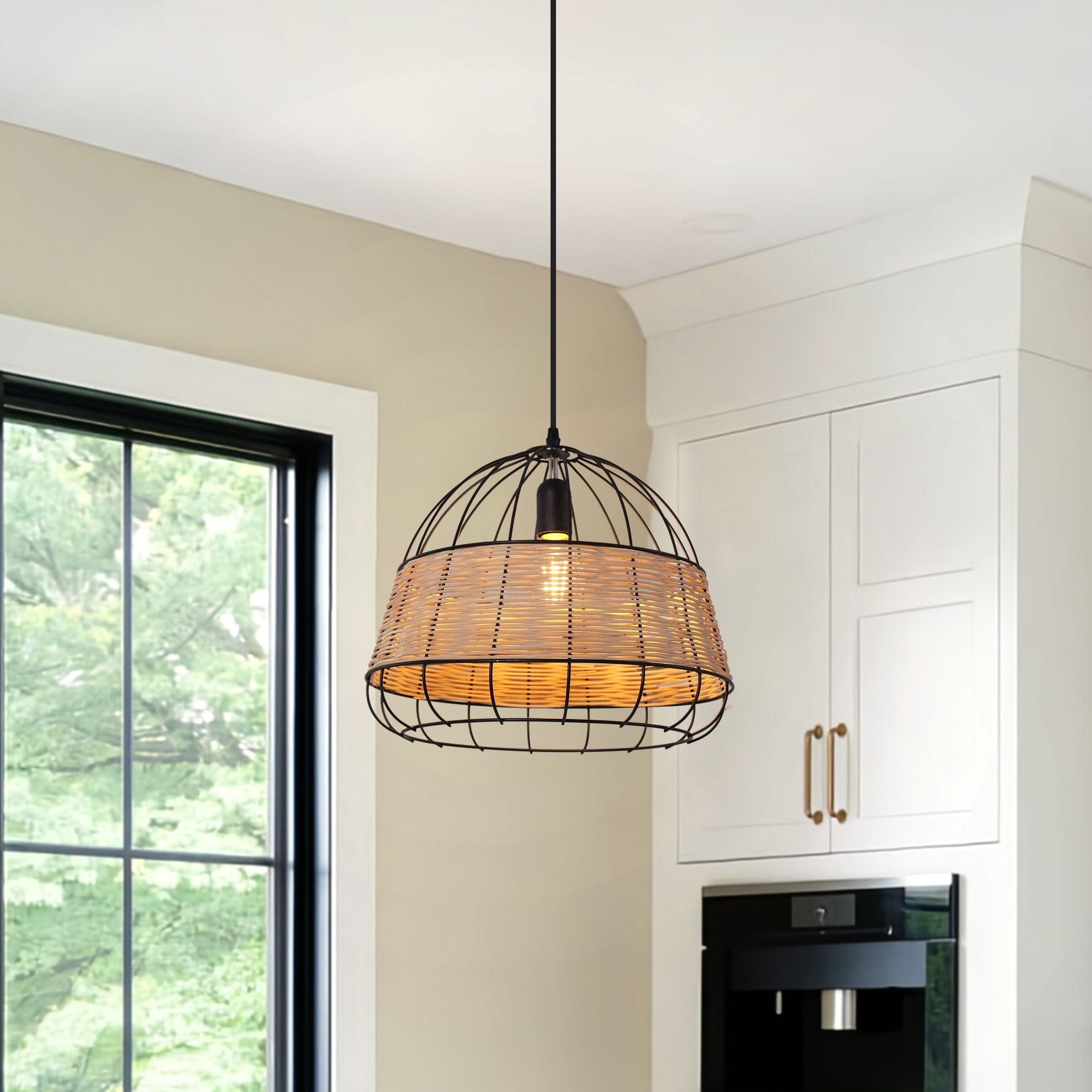 ‍Lightsin Rustic Iron Woven Rattan Pendant Light for Dining Room, Reading Corner & Bedroom (100% off) Living and Home I 