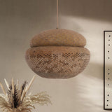 Lightsin Handwoven Natural Bulrush Pendant Light with Pot Lid-Inspired Design Lightsin UK 