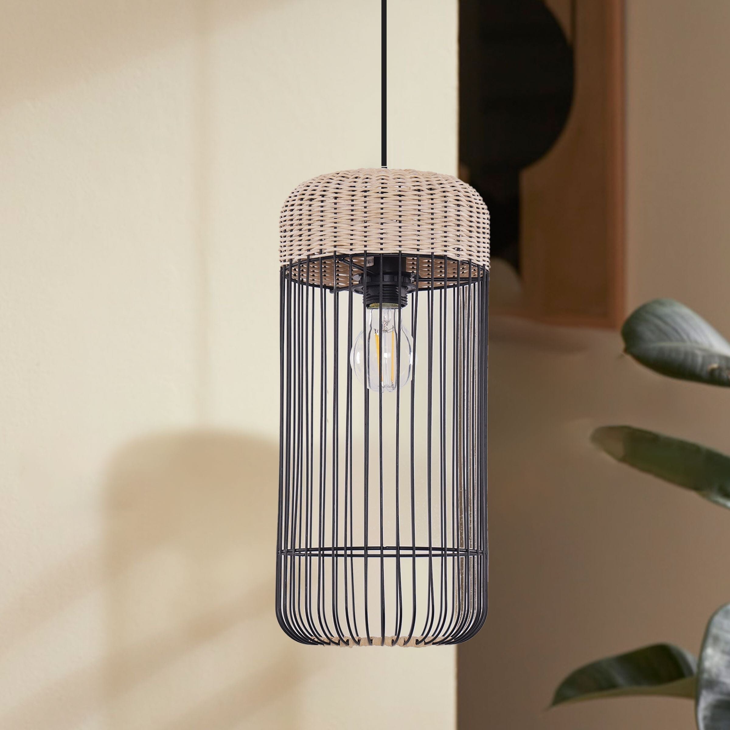 ‍Lightsin Woven Rattan Cylinder Pendant Light for Warm and Inviting Spaces (80% off) Lightsin UK 