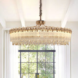 Lightsin Contemporary Crystal Pendant Light Oval and Round Dimmable Ceiling Fixture for Living Room and Hall Lightsin UK Round 