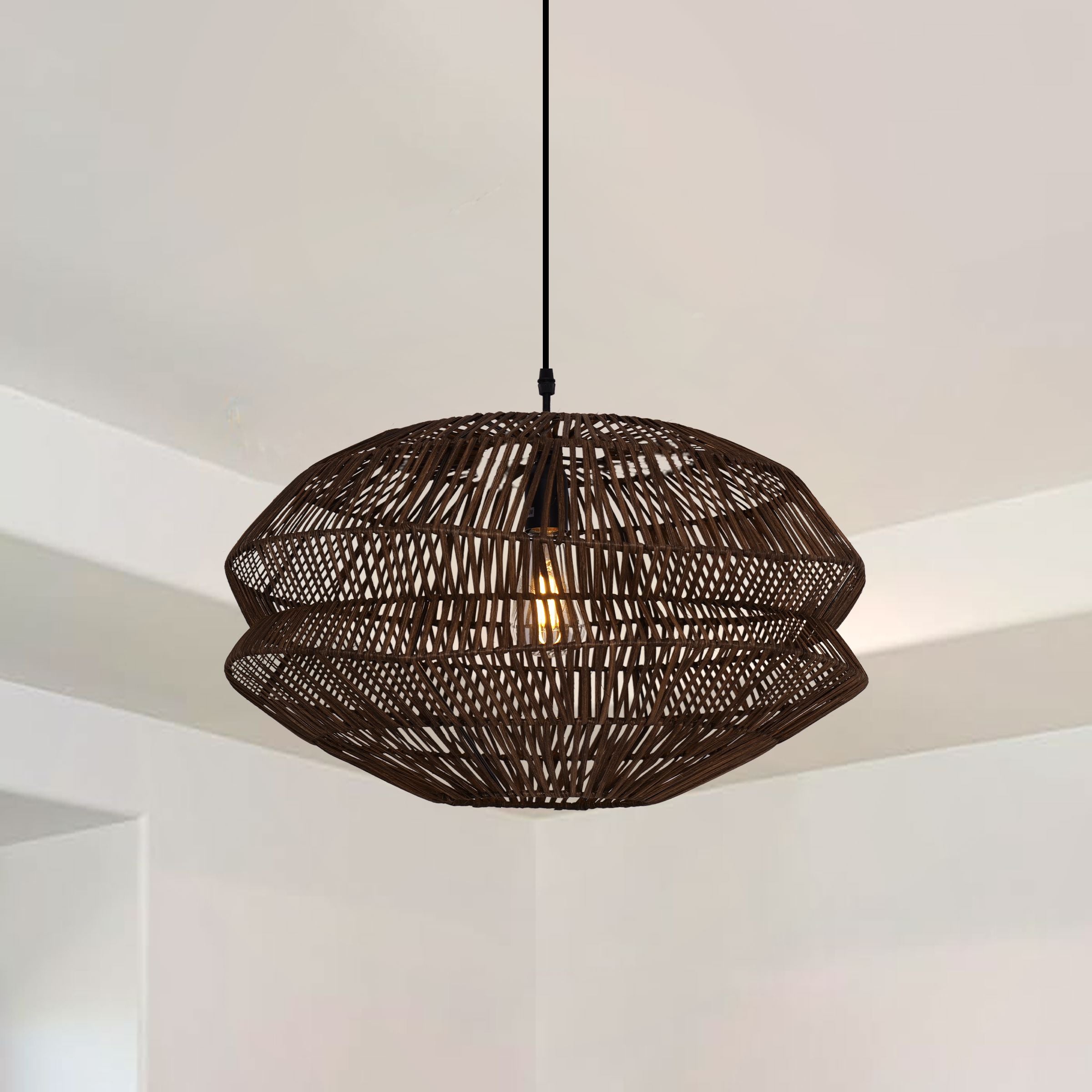 Lightsin Eco-Friendly Handwoven Rustic Farmhouse Rattan Pendant Light Lightsin UK 