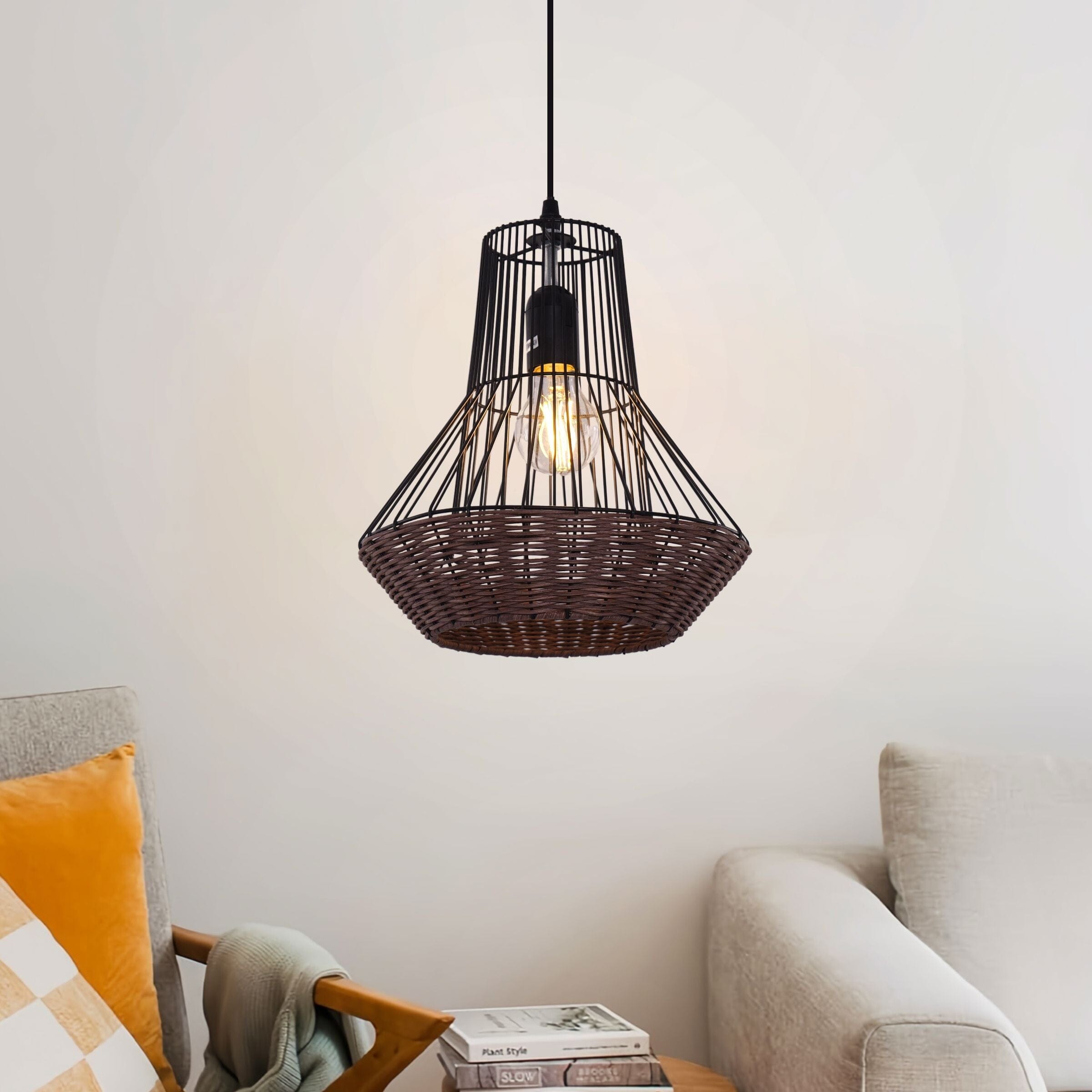 ‍Lightsin Geometric Rattan Pendant Light for Timeless Elegance and Warmth (80% off) Lightsin UK 