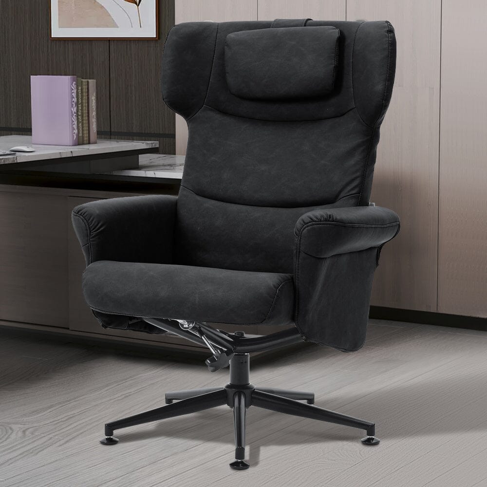 Black/Grey/Brown Faux Leather Swivel?Armchair with Footstool Living and Home 