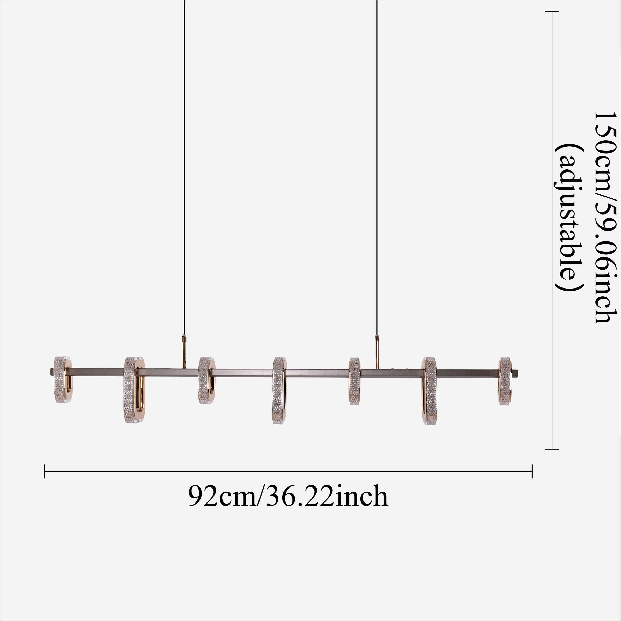 Lightsin Gold Linear LED Pendant Light with Acrylic Shades Lightsin UK 