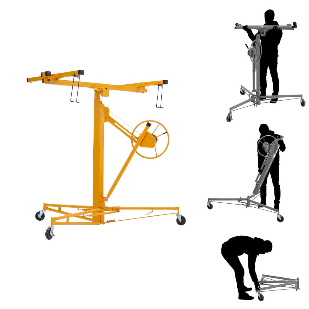 11/16ft Yellow Drywall Lifter with Rolling Casters Panel Hoist Living and Home 