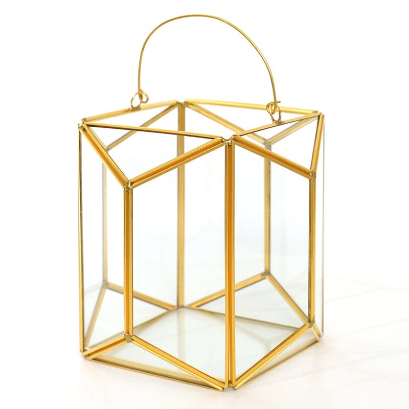 Gold Glass Candle Lantern with Handle Living and Home 