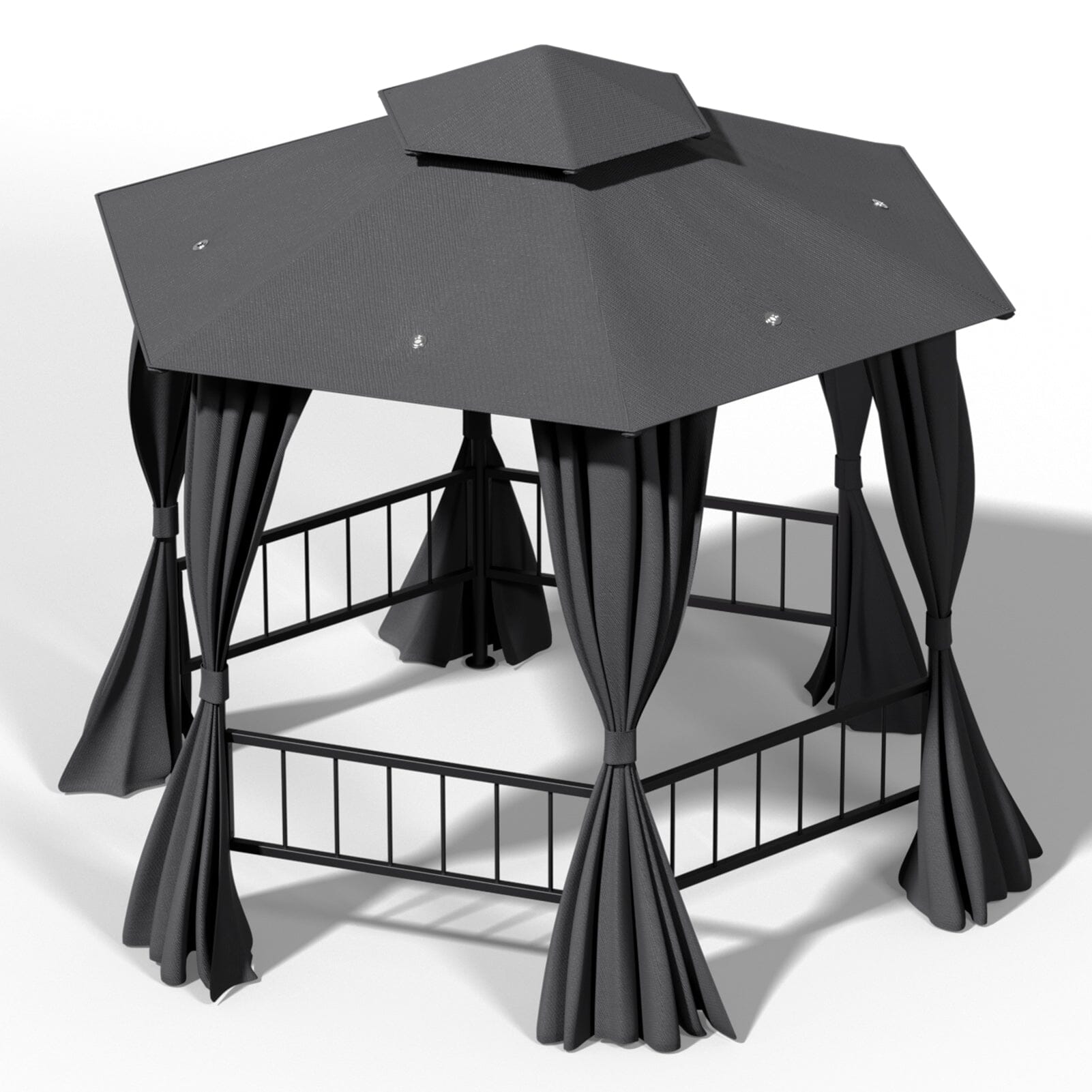 1.6x1.6x1.6m Dark Grey Hexagonal Shade Canopy with Fence Living and Home 