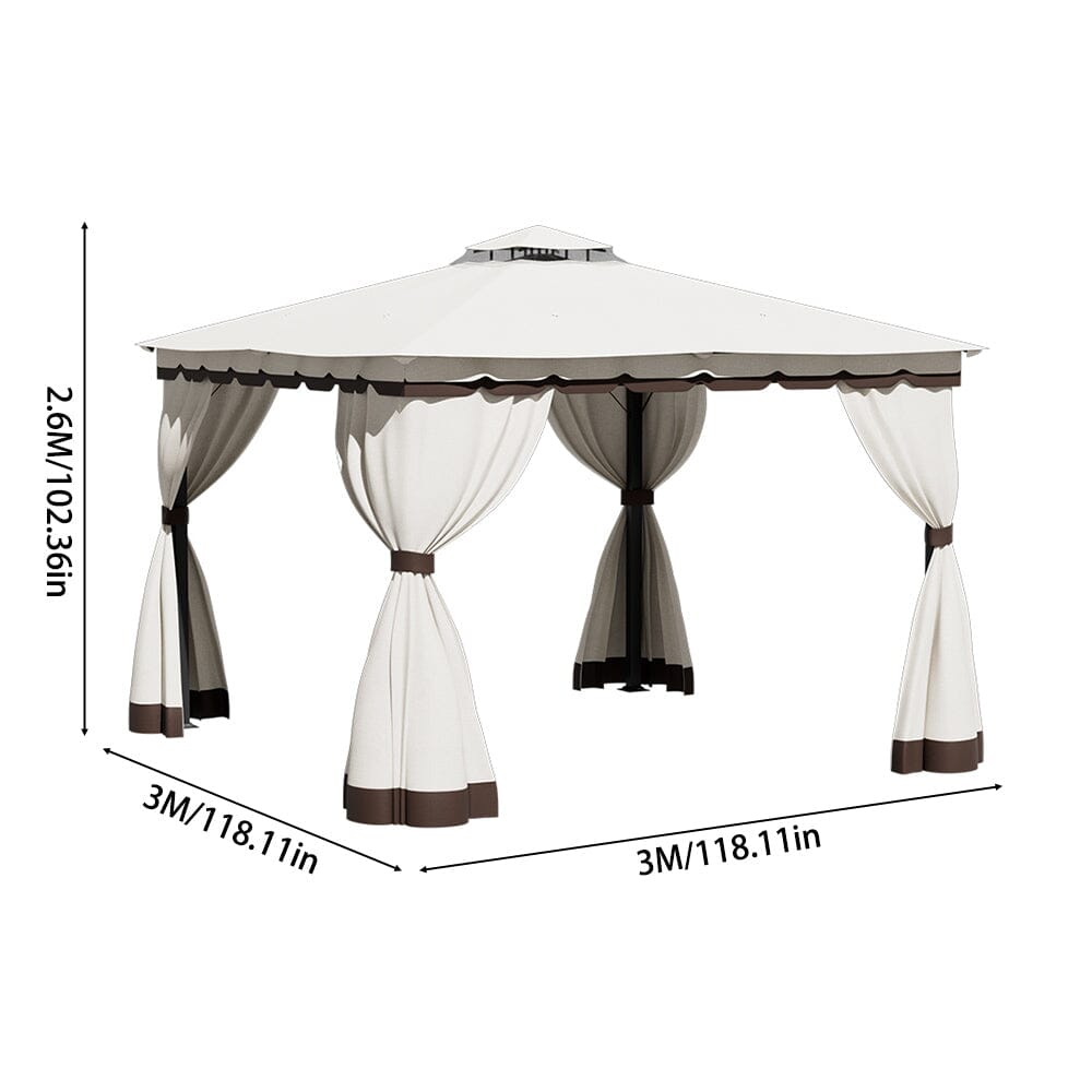 3*3m/4*4m Garden Party Beige Tent with Ground Pegs Living and Home 