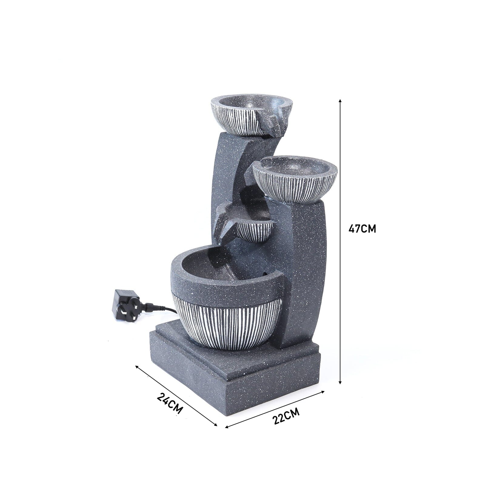 Cascading Bowls Garden Water Feature Fountain 4-Tier Fountain LED Fountain Fountains Living and Home 
