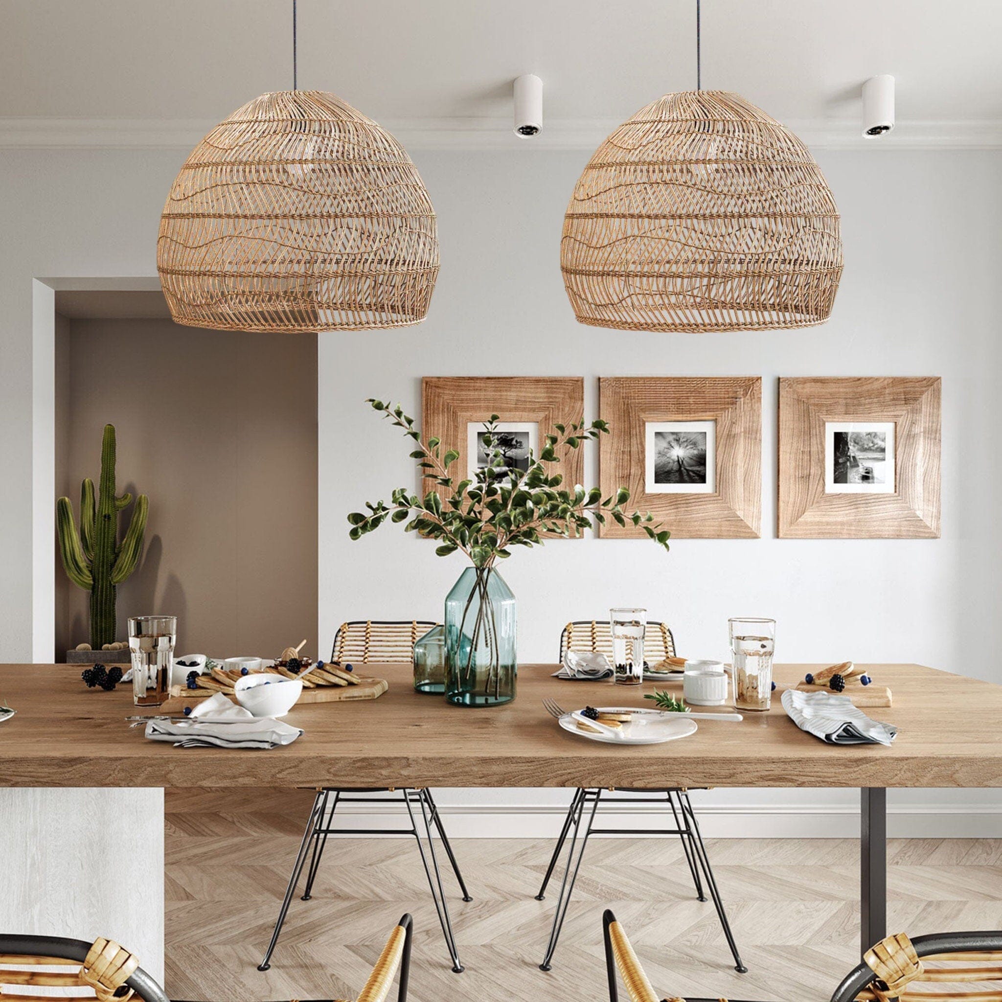 Lightsin Rattan Art Pendant Light Hanging Decor Rustic Style Lightsin UK 