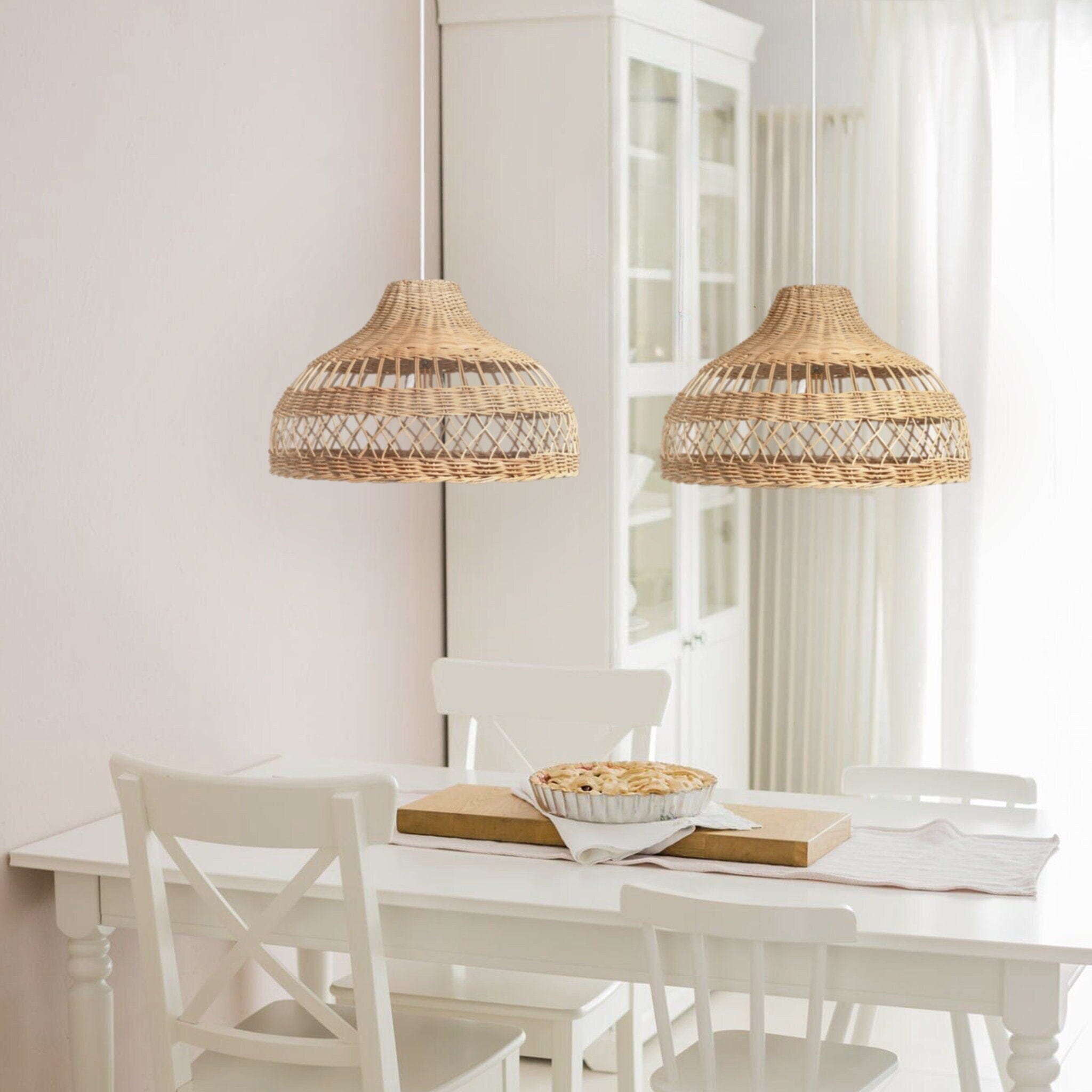 Lightsin Handwoven Rattan Woven Pendant Light Retro Country Lamp Fixture Lightsin UK 