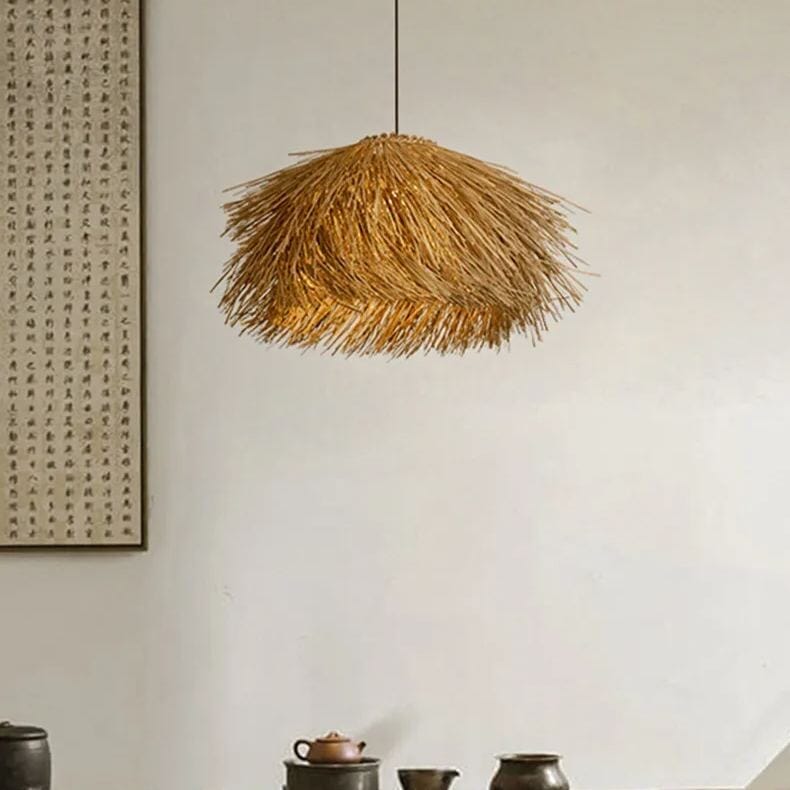 ‍Lightsin Straw Stack Shaped Rattan Woven Pendant Light (100% off) Lightsin UK 
