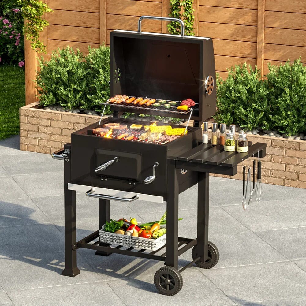 3ft Outdoor Carbon Steel BBQ Cooker BBQ Grill Side Shelves BBQ Grills Living and Home S 