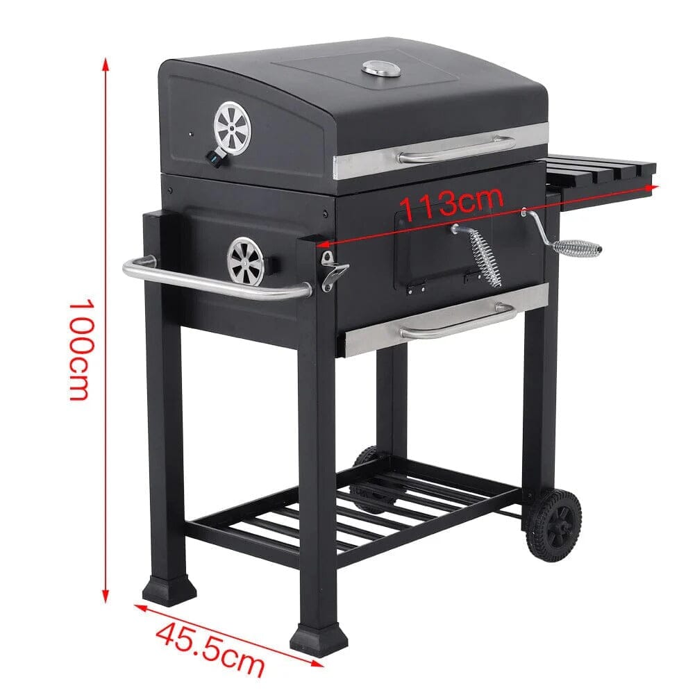 3ft Outdoor Carbon Steel BBQ Cooker BBQ Grill Side Shelves BBQ Grills Living and Home 