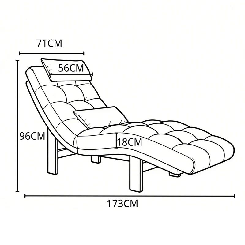 Cottonfy Modern Ergonomic Corduroy Chaise Lounge with Natural Wooden Frame Living and Home 