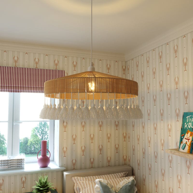 Lightsin Tassel Breeze Woven Pendant Light for Boho Charm and Warmth Lightsin UK M 1 Unit In Stock